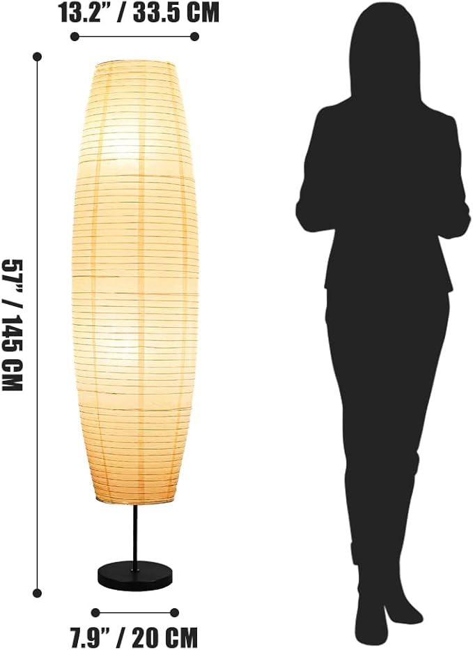YY YEARCHY Floor Lamp Paper Lamp Standing Lamps with Rice Paper Shade for Bedroom Livingroom Olivary