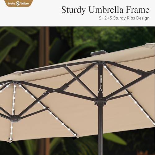13ft Outdoor Patio Umbrella with Solar Lights
