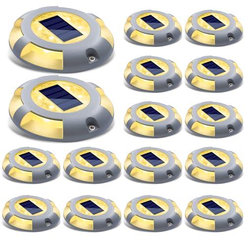 Solar Deck Lights Outdoor LED Driveway Dock Lights (16 Count)