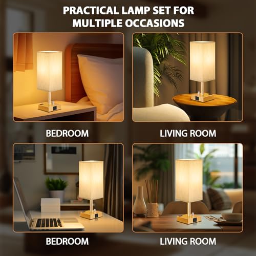 Gold Bedside Table Lamps Set of 2