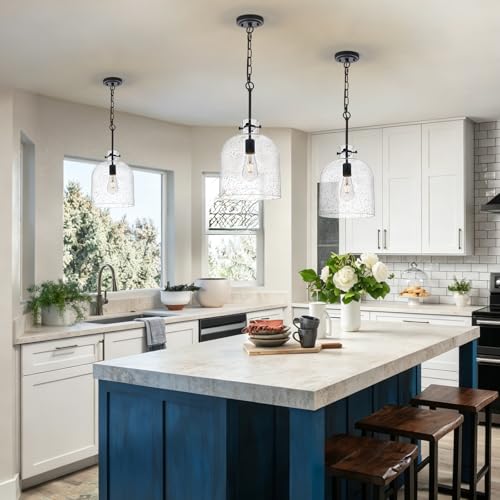 Black Seeded Glass Pendant Light