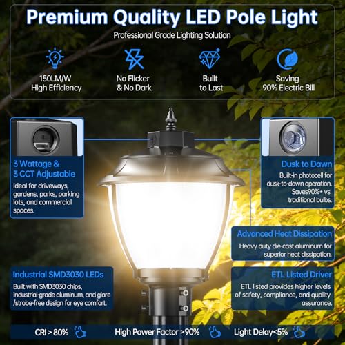 LED Post Top Light 60W (12.6 Inch)