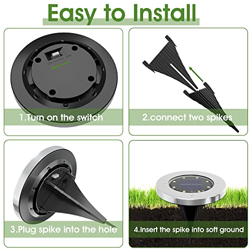 8Pack 4.6Inch Solar Ground Lights Outdoor (8 Count)