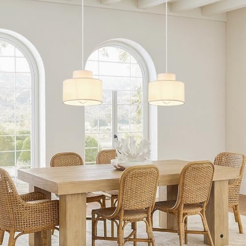 2 Pack 7.8" Drum Modern Pendant Lights Kitchen Island