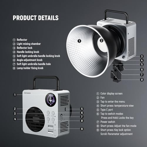 80W RGBWW LED Video Light with 72Wh Battery