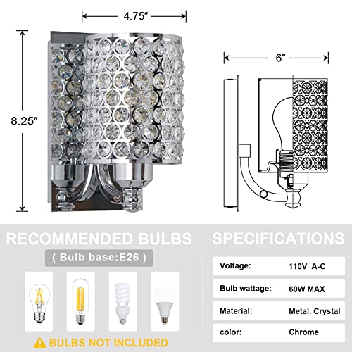 Crystal Wall Sconce with Chrome Finish (2 Count)