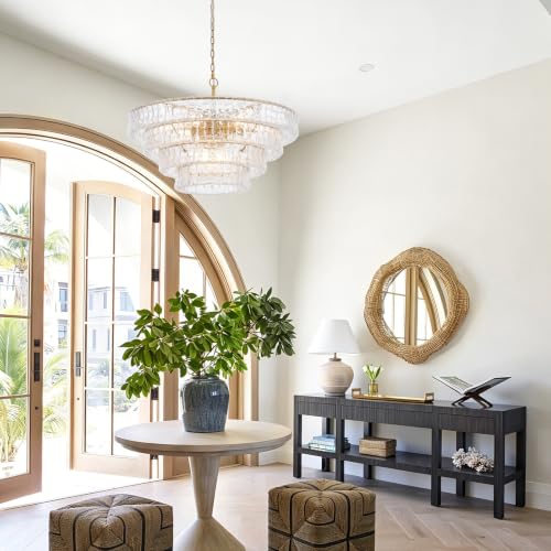 Dia 35.75 Inches Modern Glass Chandelier for Dining Room