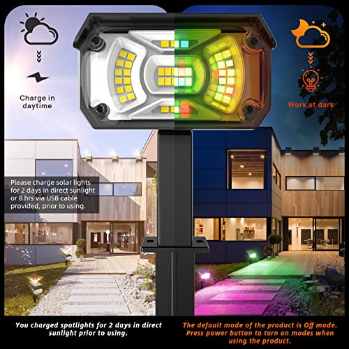 Color Solar Light Outdoor Waterproof Spotlights with 9 Light Modes (4 Count)