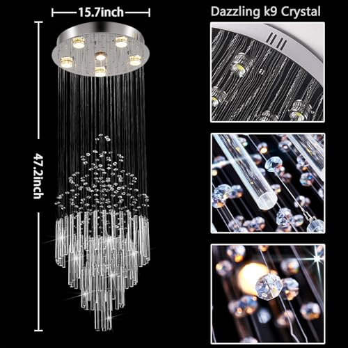 6 Light Flush Mount High Ceiling Chandelier