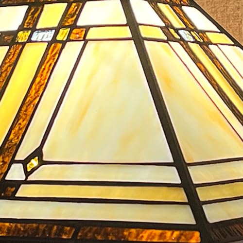 Tiffany Lamp Stained Glass Table Lamp 12x12x19 Inches Cream Color Tiffany Style Desk Reading Lamp Decor for Home Office Bedroom Living Room