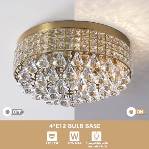 4 Lights Brass Crystal Chandelier
