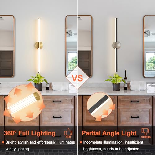 Glod Wall Sconces Set of Two Hardwired LED Vanity Light 31" (2 Count)