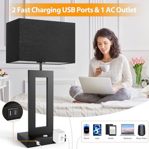 27.2’’ Tall Black Table Lamps for Living Room Bedroom (2 Count)