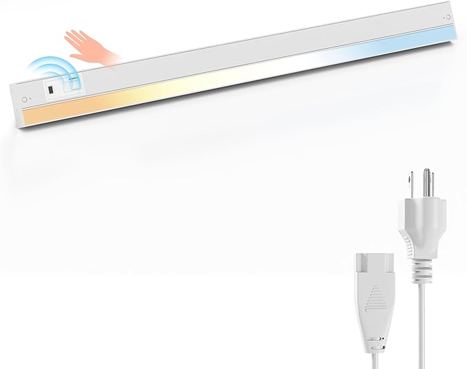 Ensenior 32 Inch Hand Wave LED Under Cabinet Lighting Plug in or Hardwired with Dimmable 5CCT CRI 90+ 2.4G Wireless Sync, Under Counter Lights with for Kitchen, 120V, 18W 1100LM