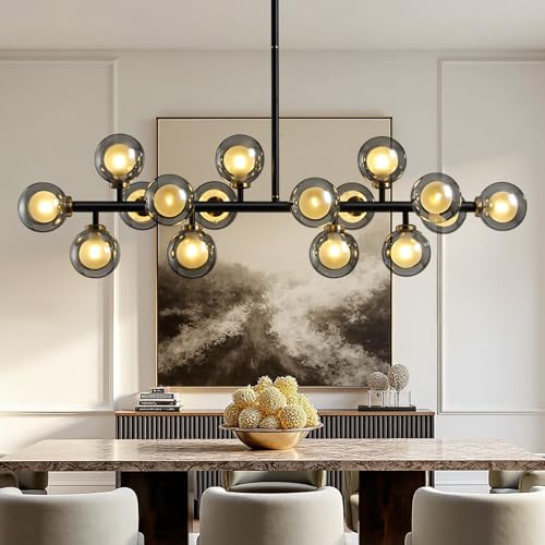 Black Mid Century Modern Chandelier for Dining Room Light Fixture