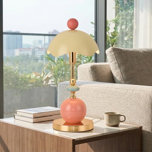 Modern Green Metal Shade Table Lamp Plug in Metal Base Desk Light with Plug Cord Switch for Bedroom Bedside Living Room