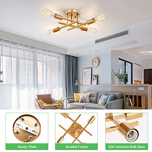 4 Light Semi Flush Mount Ceiling Light