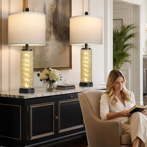 28" Crystal Table Lamp Set of 2 (2 Count)