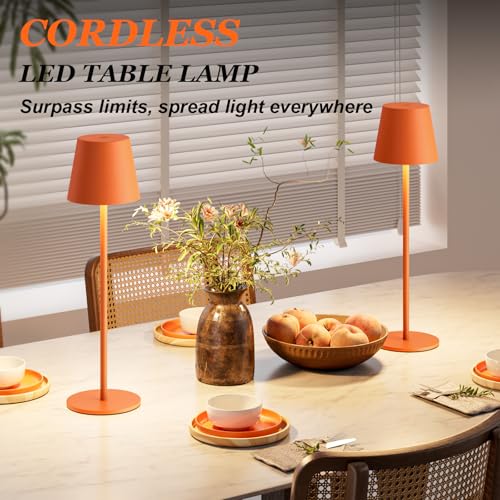 Cordless Table Lamp Rechargeable Orange (2 Count)