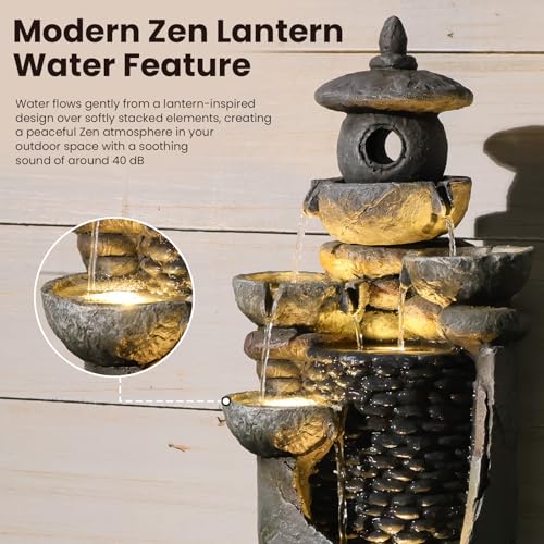 Zen Tiered Rock Water Fountain Outdoor