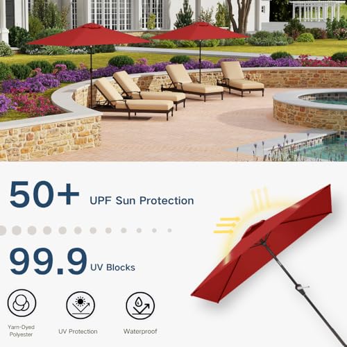 6.5' x 10' Rectangular Patio Umbrella Large Outdoor Market Umbrella w