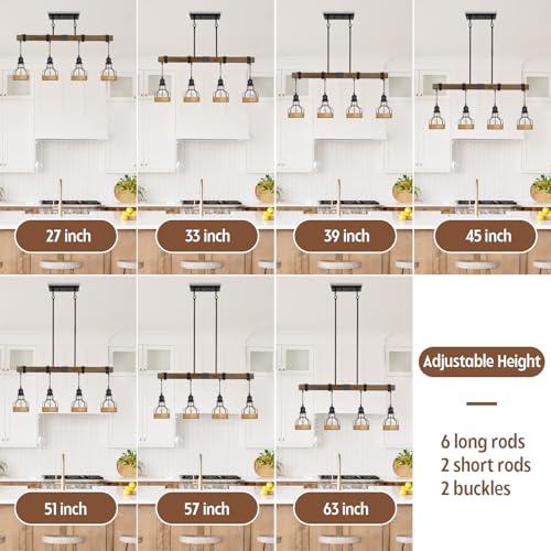 Kitchen Island Lighting Dining Room Light Fixture Rustic Wood