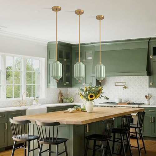 Vintage Green Glass Pendant Lights 3