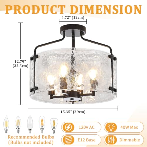 Modern Black Semi Flush Mount Ceiling Light