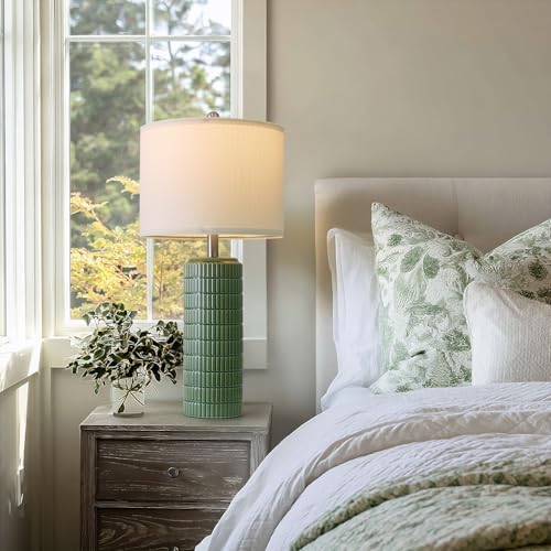 27.5" Dark Green Ceramic Table Lamps for Living Room (2 Count)