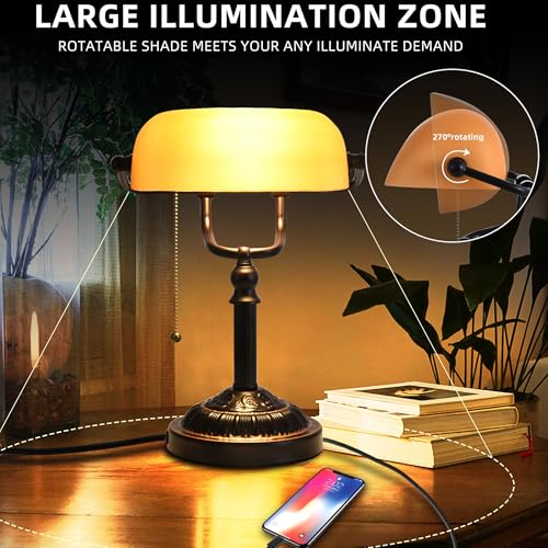 Bankers Desk Lamp with USB