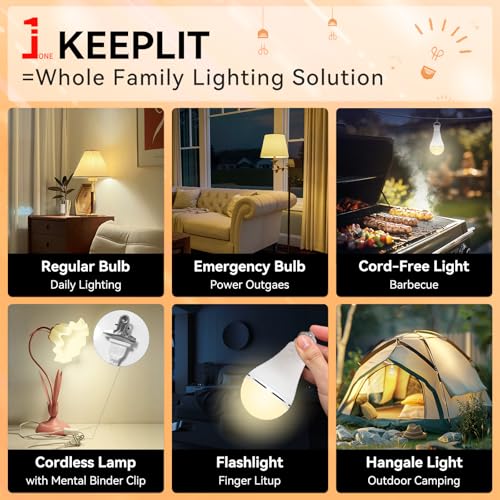 KeepLit 10PK Emergency Rechargeable Light Bulbs (10 Count)