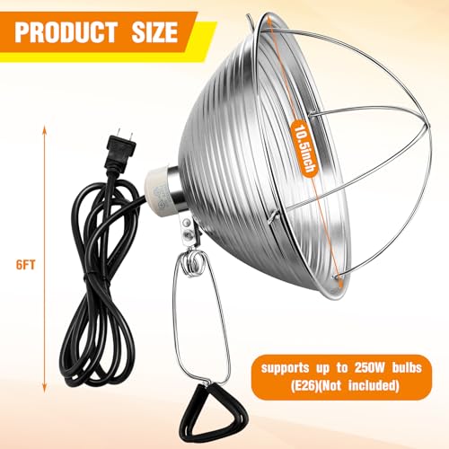 6 Pcs 10.5 Inch Adjustable Clamp Lamp Light with Aluminum Reflector Up to 150 Watt (6 Count)