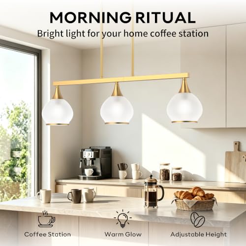 Brushed Gold Kitchen Island Linear Pendant Light