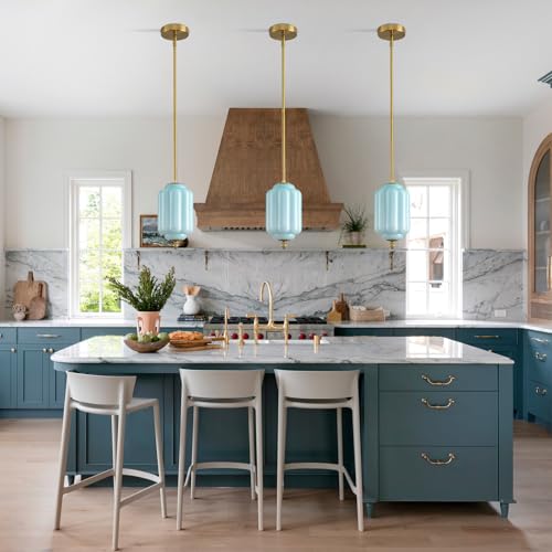 Vintage Blue Glass Pendant Lights 3