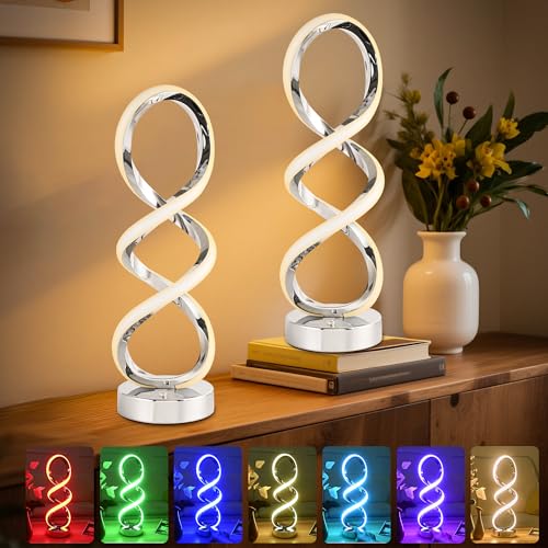 Modern Spiral LED RGB Table Lamp (2 Count)