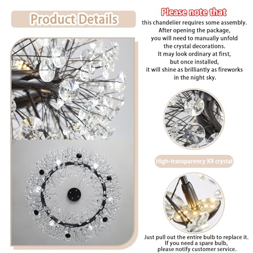 8 Light Dandelion Black Chandelier for Dining Room