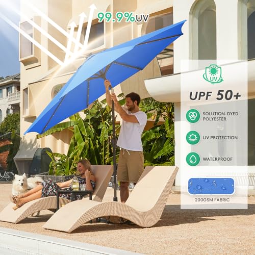 9FT Outdoor Patio Umbrella with Solar Lights