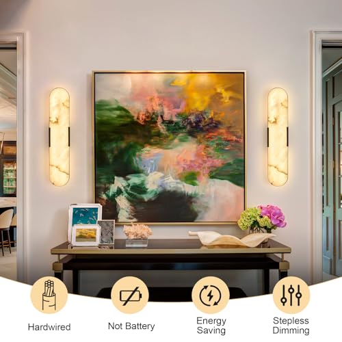 Alabaster Wall Sconces 20" LED Tunable 3000K~6000K