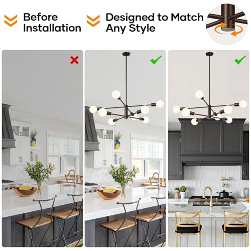11" 52" Height Adjustable Modern Chandelier Ceiling Light Fixture