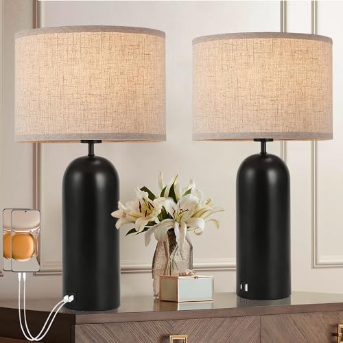 Table Lamps Set of 2 Touch Control Black&Cream Table Lamps 3 (2 Count)