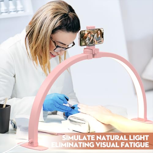Foldable Half Moon Nail Desk Lamp with Phone Holder