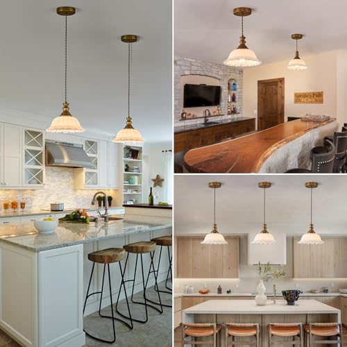 White Glass Pendant Lights Modern Pendant Lighting Fixtures 11.8 in Hanging Lamp for Kitchen Island Bedroom Dining Room Coffee Shop Hallway Hotel Living Room