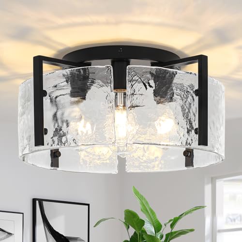Modern Black Semi Flush Mount Ceiling Light 4 Lights Ceiling Lamp