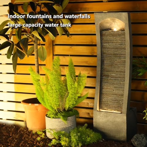 42H Modern Curved Indoor Water Fountain with LED Lighting