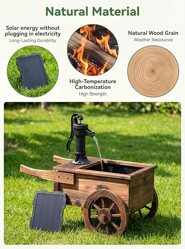 Carbonized Wood Outdoor Freestanding Fountain