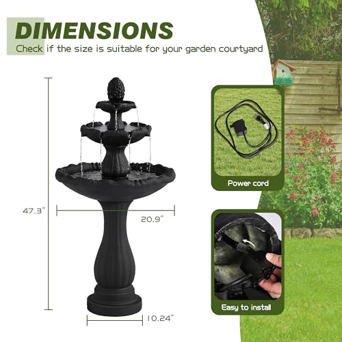 47.4"H Italian Outdoor Garden Water Fountain
