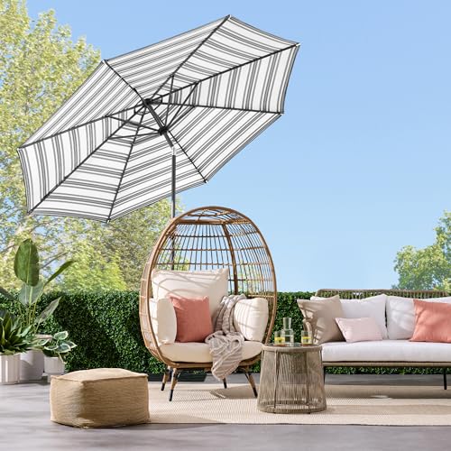 10ft Solar Polyester LED Lighted Patio Umbrella w