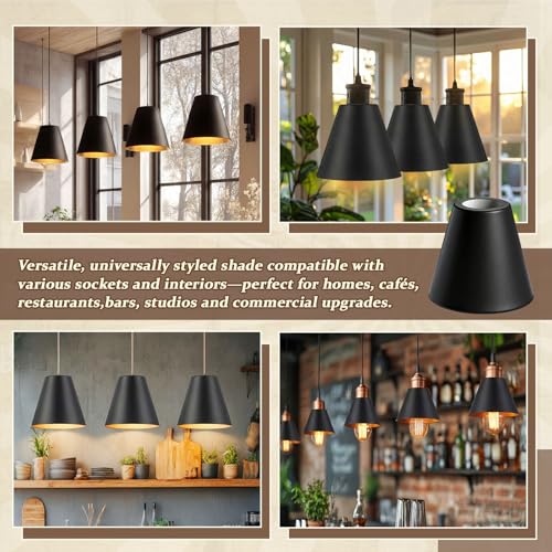 4 Pcs Black Cone Industrial Replacement Lamp Shades (4 Count)