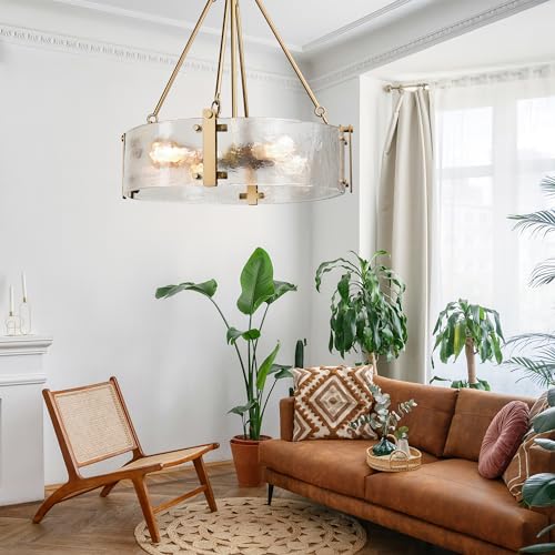Modern Textured Glass Chandelier