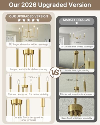 6 Light Gold Chandelier